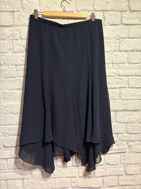 New Jacques Vert Navy Chiffon Skirt- Size 14 Canadian
